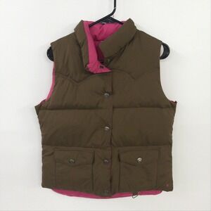 American Eagle Reversable Puffer Vest Western‎ Yoke M Brown Pink Gorpcore